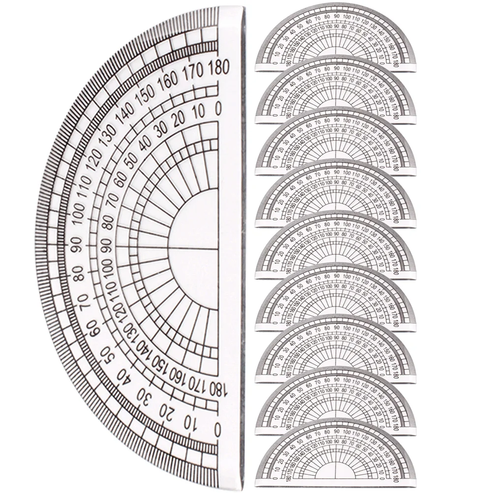 

10 Pcs Protractor for Measuring 180 Degrees Math Geometry Clear Plastic Student