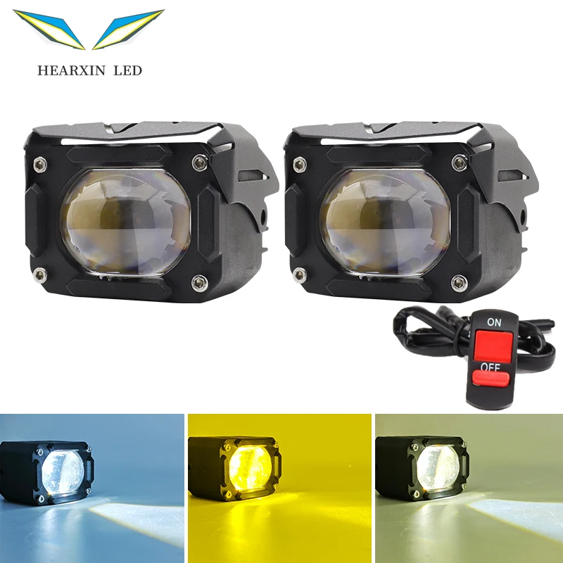 

LED Motorcycle Headlight luces led para moto White Amber Fog Lamp Light Electric Vehicle Auxiliary Spotlights for Motorbike