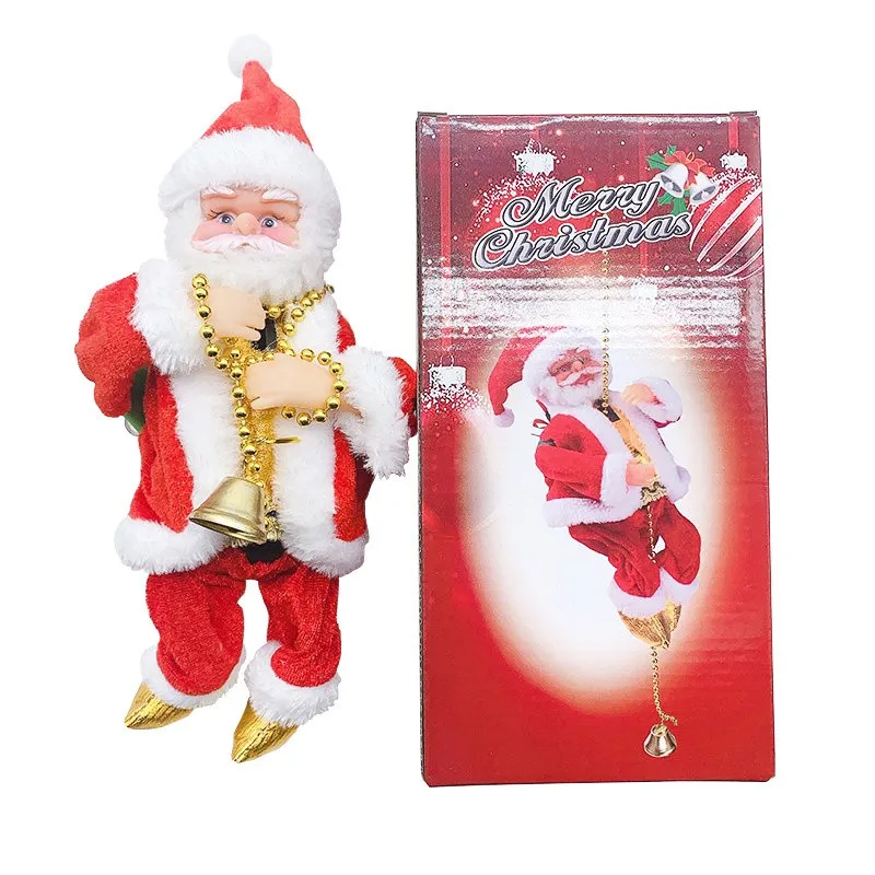 

2022 Gift Electric Climbing Ladder Santa Claus Christmas Ornament Decoration for Home Christmas Tree Hanging Decor with Music