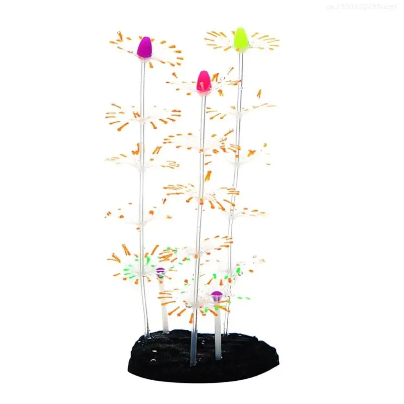 Silicone Coral Ornaments Aquarium Decor Artificial Seaweed Glow Ornament Fish Tanks Coral Plant Decorations F1FB