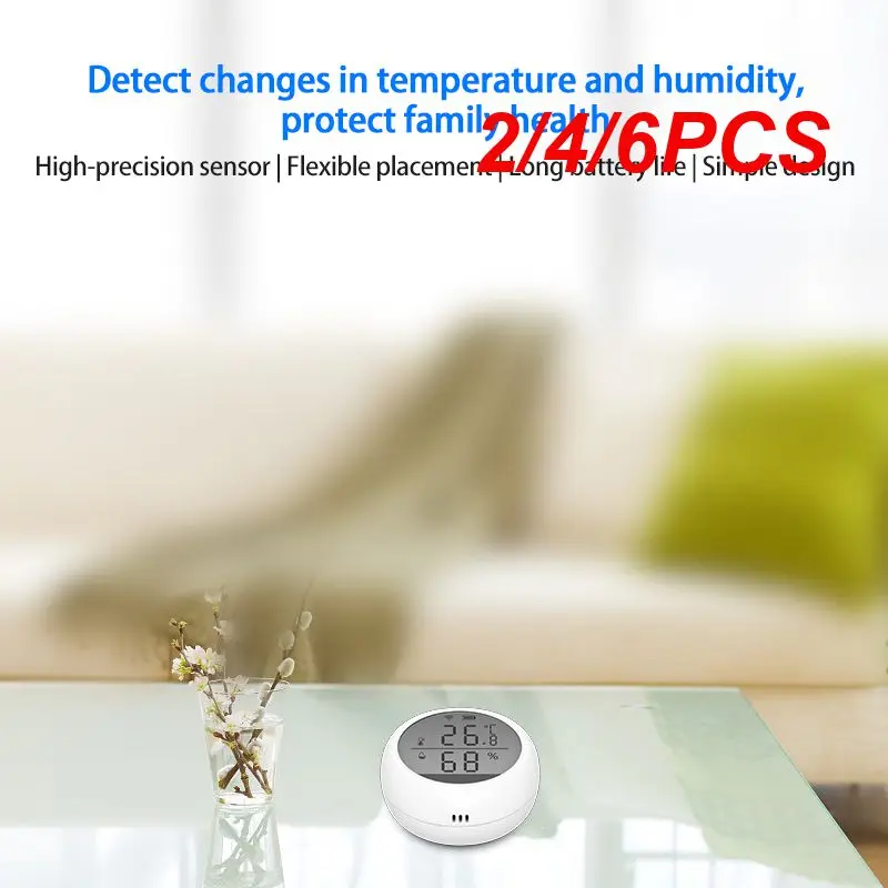 

Датчик температуры и влажности Tuya Wi-Fi, умный сенсор для умного дома, работает с Alexa, без необходимости, 2/4/6 шт.