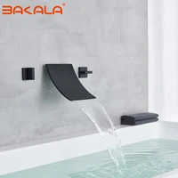 ห้องน้ำอ่างอาบน้ำก๊อกน้ำอ่างล้างหน้าก๊อกน้ำทองเหลืองติดผนังอ่างล้างหน้าก๊อกน้ำ3 Pcs น้ำตกก๊อกน้ำ Dual Handle Sink Mixer แตะ 6