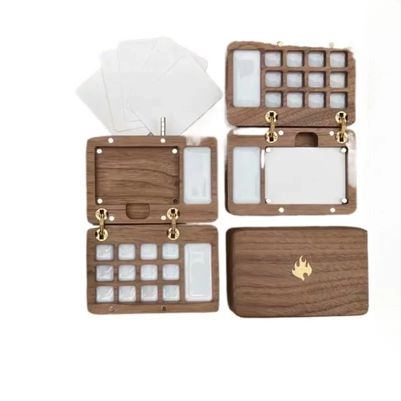 12 Color Fans You Solid Wood Watercolor Box Copper Inlaid Watercolor Box Drawing Paper Hand-Drawed Travel Sketchbook Art Draw portable watercolor set