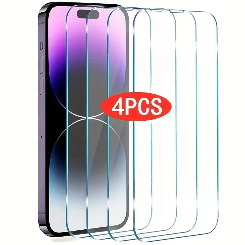 4PCS Copertura Completa In Vetro Temperato Per iPhone 11 12 13 14 15 Pro Max Protezione Dello Schermo Per iPhone X XR XS Max 7 8 6 Pellicola di Vetro