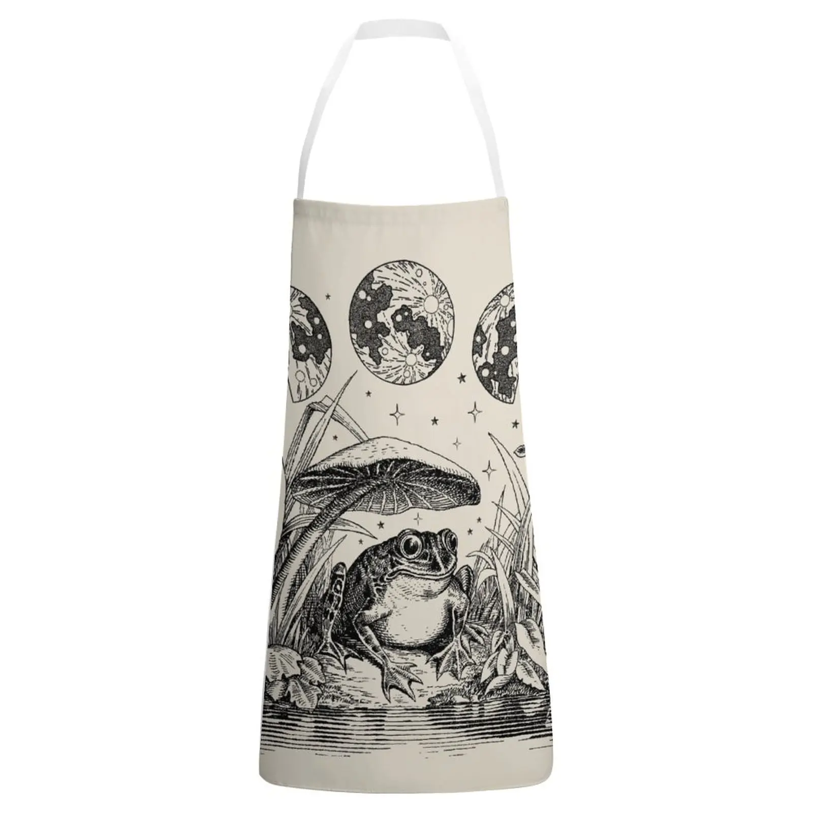 

Cute Cottagecore Aesthetic Frog Mushroom Moon Witchy Vintage - Dark Academia Goblincore Witchcraft Froggy - Emo Grunge Nat Apron