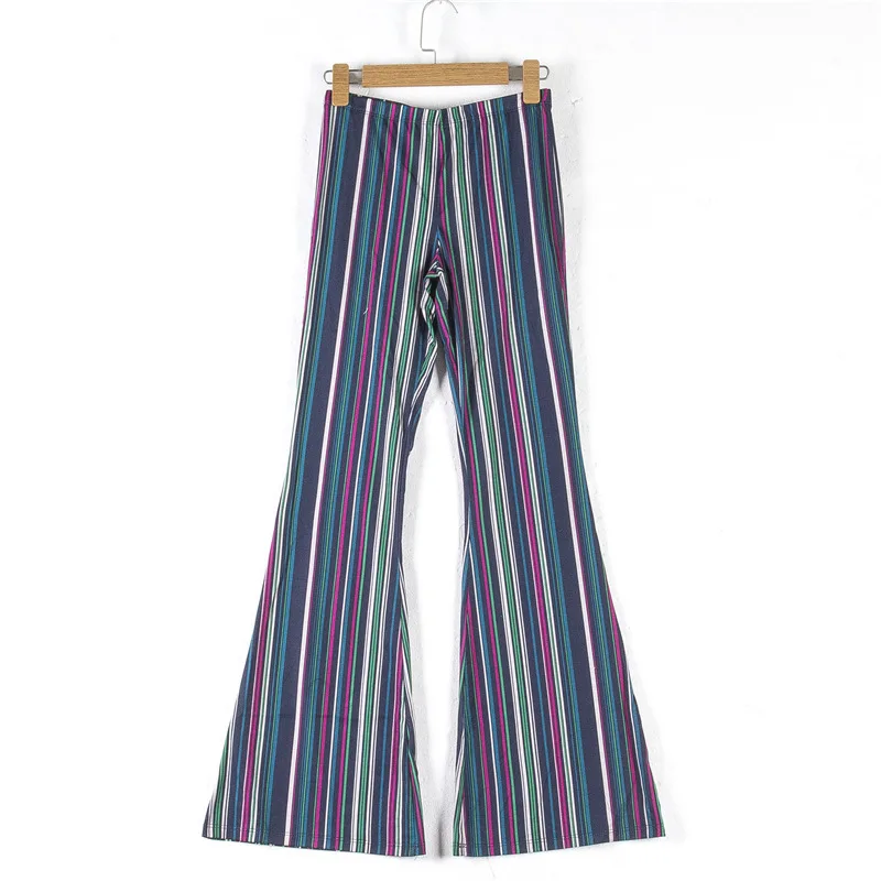 

Новинка 2022, цветные полосатые расклешенные брюки, женские тонкие облегающие брюки из шлифованной ткани в полную длину