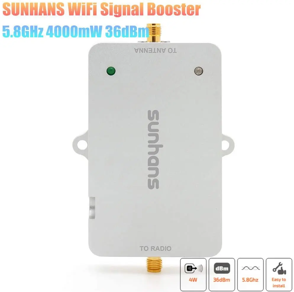 

Sunhans SH58Gi4000 5.8GHz 4000mW (36dBm) IEEE 802.11a/n WiFi Signal Booster Monitor Signal Amplifier
