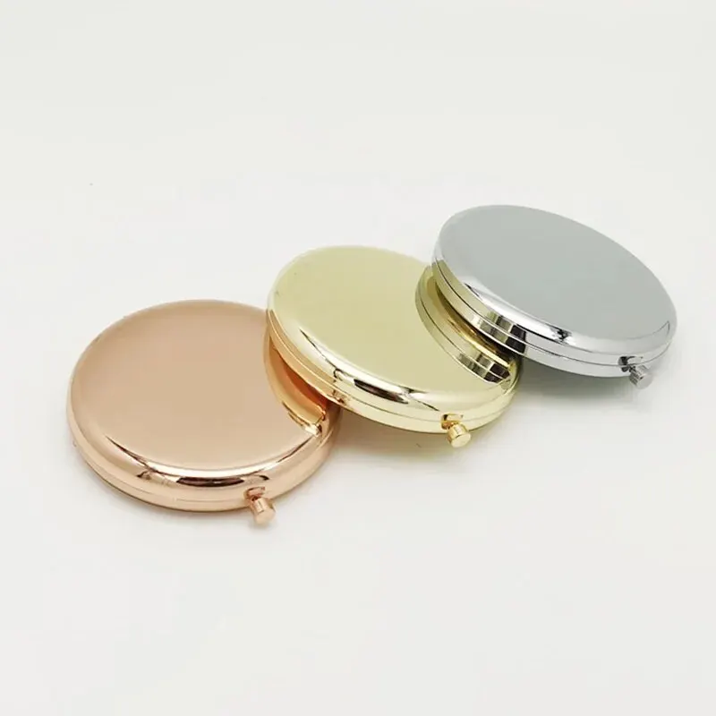 Double-Sided Small Mirror Portable Folding Round Makeup Mirror Rose Gold Simple Mini Men Women Handheld Pocket makeup mirror
