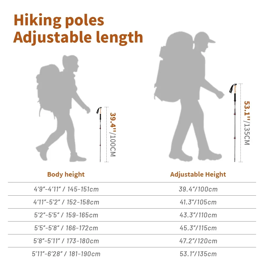 2PCS Aluminum Trekking Poles Collapsible Telescopic Hiking Sticks Lightweight Nordic Walking Canes Anti Shock Climbing Stick 6