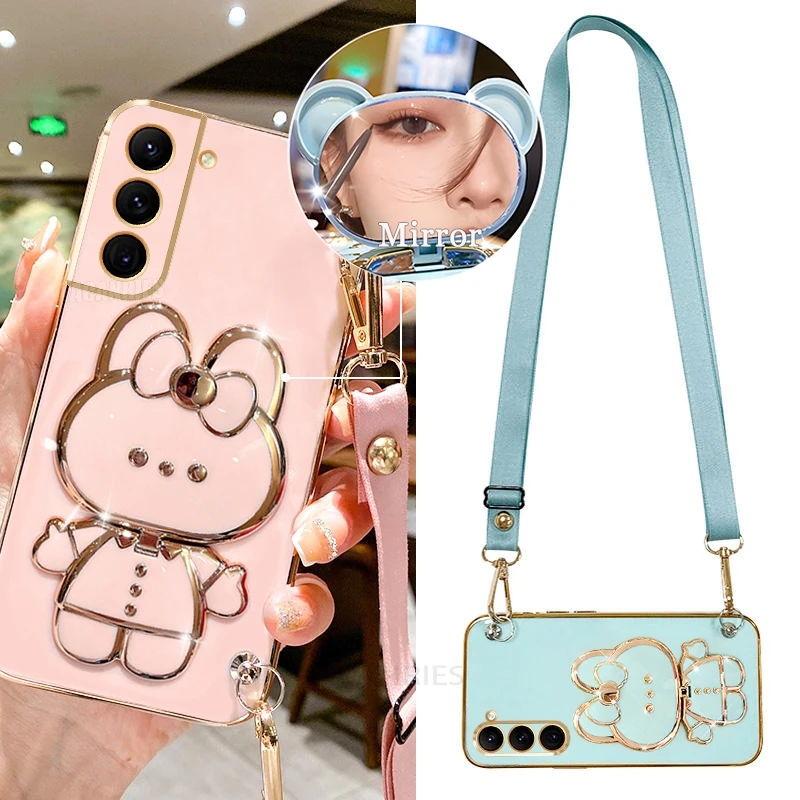 Premium Crossbody Mirror Holder Silicone Case with Lanyard