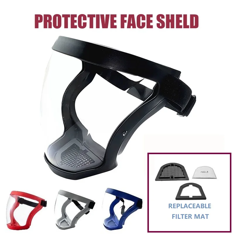 High Transparency Full Face Shield Filter Mask Anti-fume Anti-saliva Anti-fog Anti-lampblack Protective Isolation Cycling |