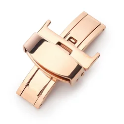 Stainless Steel Butterfly Clasp Deployment Buckle - 16mm (Rose Gold)
