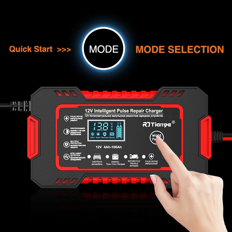 Auto Batterie Ladegerät Digital LCD Display Voll Automatische 12v