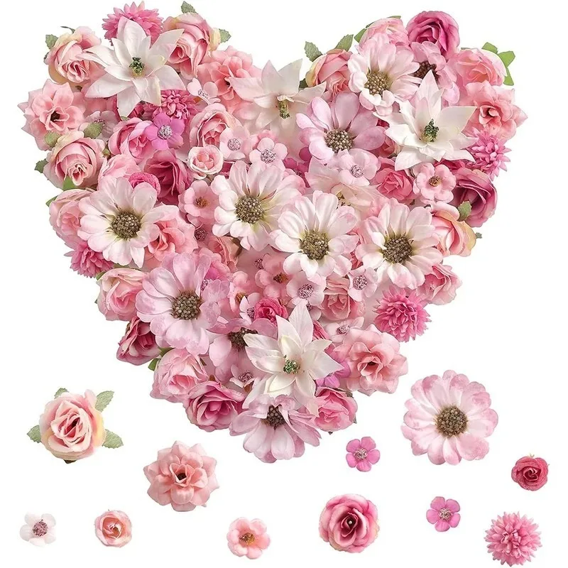 50 Stück künstliche Blumenköpfe aus Seide, künstliche Blumen für Heimdekoration, Garten, Hochzeit, Dekoration, Braut, DIY, Basteln, Girlande, Geschenke, Zubehör – Detail 7