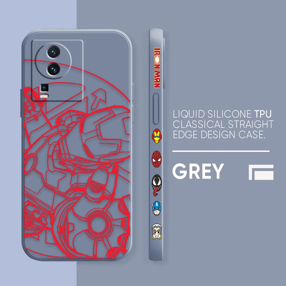 thumbnail image 1 of Case For VIVO IQOO 5 7 8 9 10 11 Pro 5G Z6 Z7 NEO3 5 5S 6 7 Colour Simple Liquid Silicone Case Marvel Iron Man Comics, 1 of 5