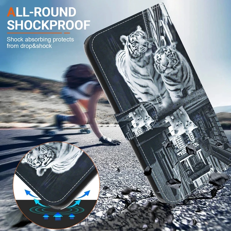 Elegant 3D Fashion Leather Magnetic Flip Wallet Phone Case with Artistic Design