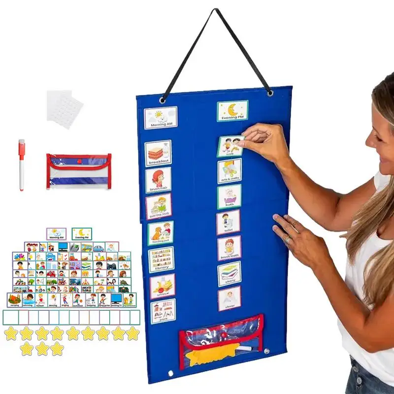

Vision Schedule Wall Planner Board For Toddler Visual Schedule Daily Routine Chart With 72 Cards For Home And Family