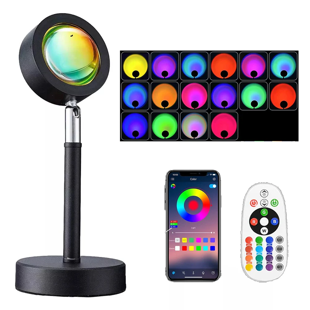 16 colori RGB Fotografia Lampada al tramonto Proiettore USB a LED Luce notturna Neon remoto Camera da letto Casa Coffee Store Decorazione da parete Regalo  39