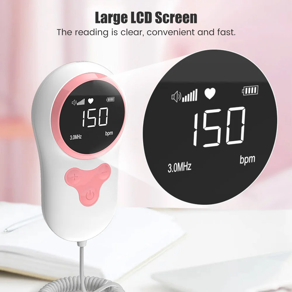 Fetal Heart Rate Monitor Upgraded Ultrasound Doppler Fetal Heart Rate Monitor Maternity Pregnancy Baby Fetal Sound Heart Rate Detector LCD No Radiation