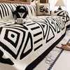 Geometric Patterns Thickened Winter Plush Warm Sofa Cover Durable Couch Cushion for Living Room Furniture Dust-proof Blanket 1