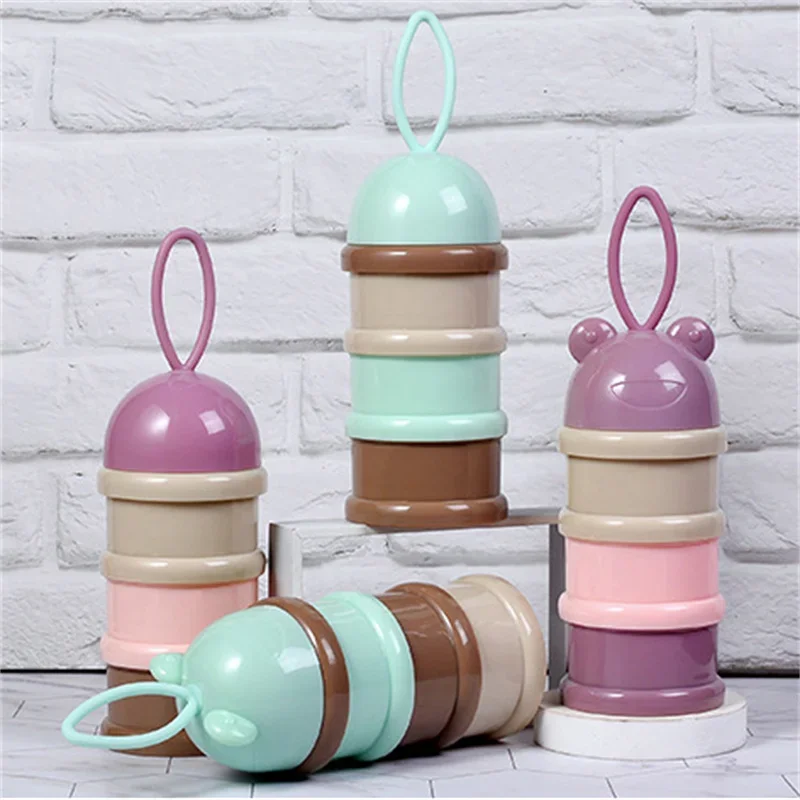 3-layers Food Container Style Portable Baby Formula Milk Storage Essential Cereal Cartoon Infant Toddle Powder Container baby food storage containers,portable food storage box,baby milk powder dispenser
