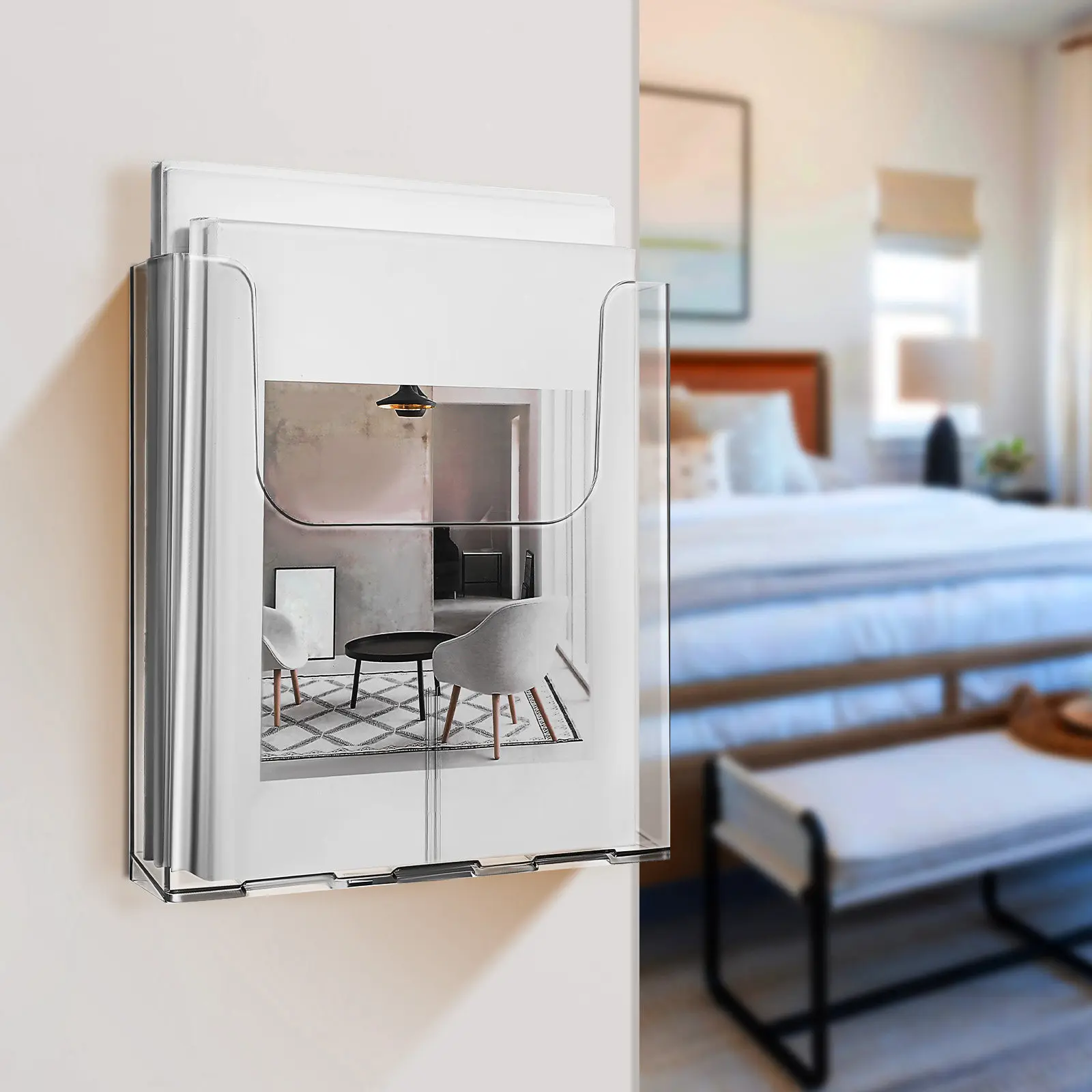 4Pcs 아크릴 투명 벽걸이형 브로셔 홀더 문서 정리함 파일 스탠드 사무실 학교 홈 브로셔 홀더