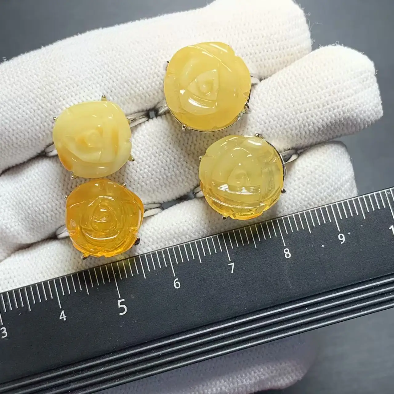 Natural Amber Ring Female Handmade Simple Three-Dimensional Accessories Gem Wholesale Jewelry Organic Gems