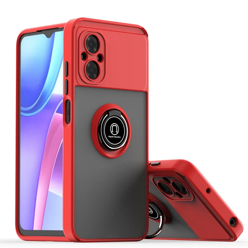 Shockproof Matte Armor Phone Case with Metal Ring Holder