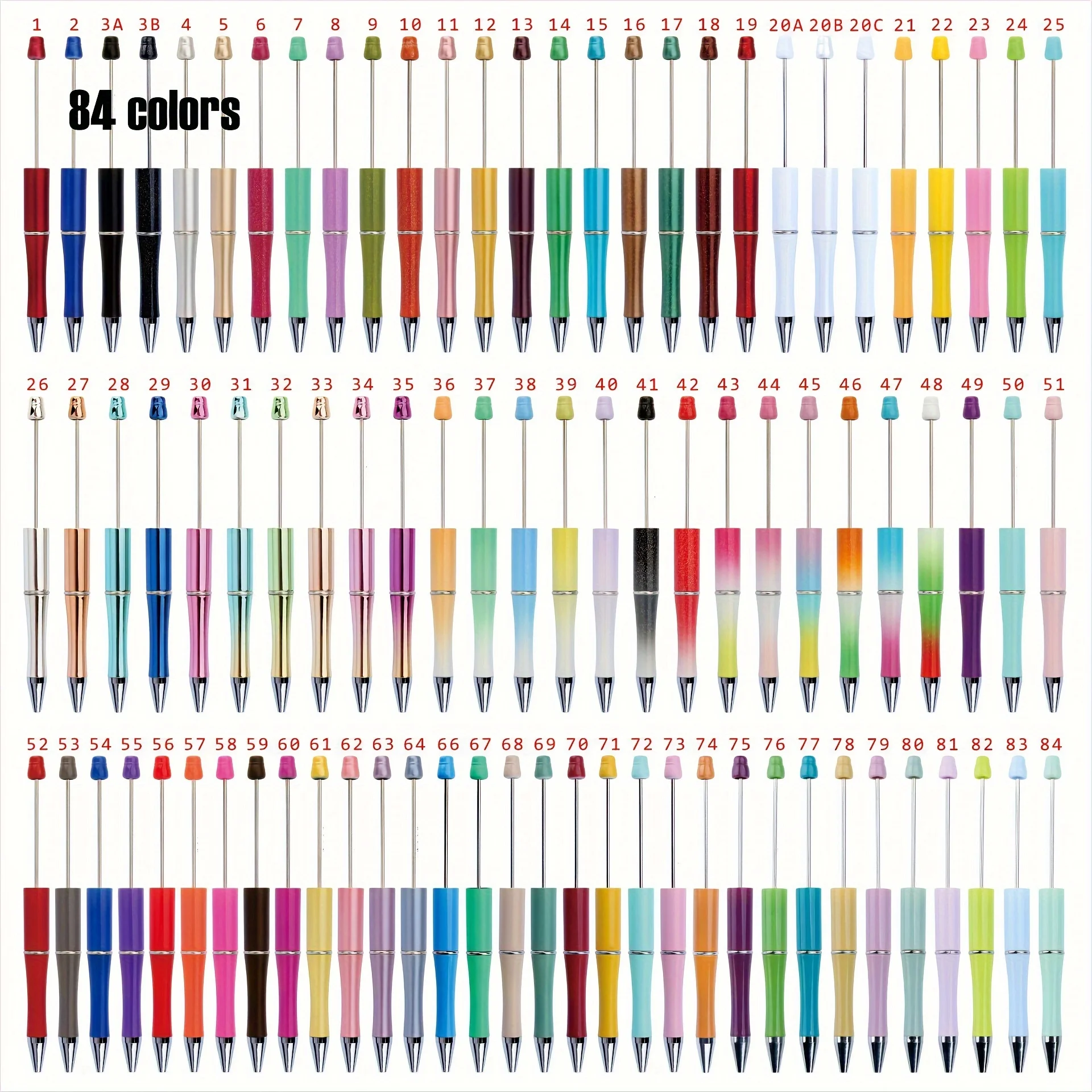 Beadable Pens 10/20pcs Bulk Plastic Assorted With Shaft Black Ink For DIY School Teachers colored pens