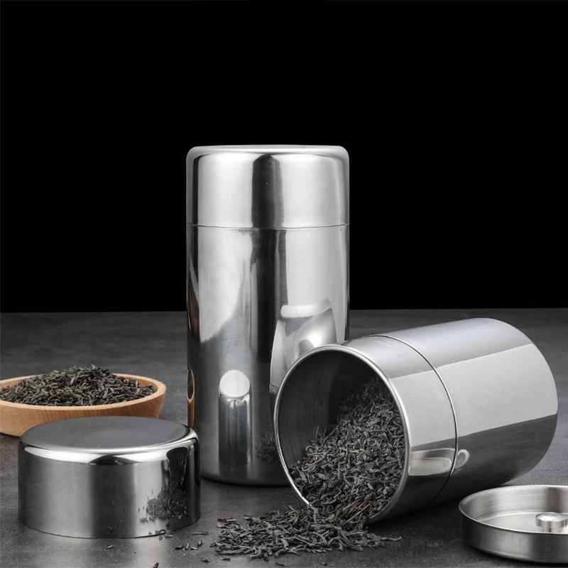 Draagbare reistheeblik 304 roestvrij staal voor levensmiddelenkwaliteit Theebus Draagbare kleine luchtdichte blikken Melkpoederblikken Metalen koffieblikken_voghion.com
