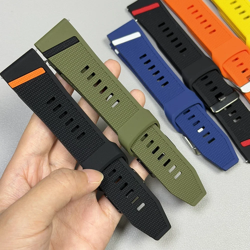 Enhanced Silicone Sports Watch Strap - 22mm, Unisex Bracelet Replacement