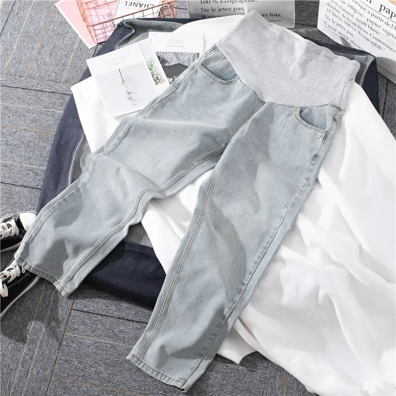 1088# Wide Leg Loose Straight Denim Maternity Jeans 5