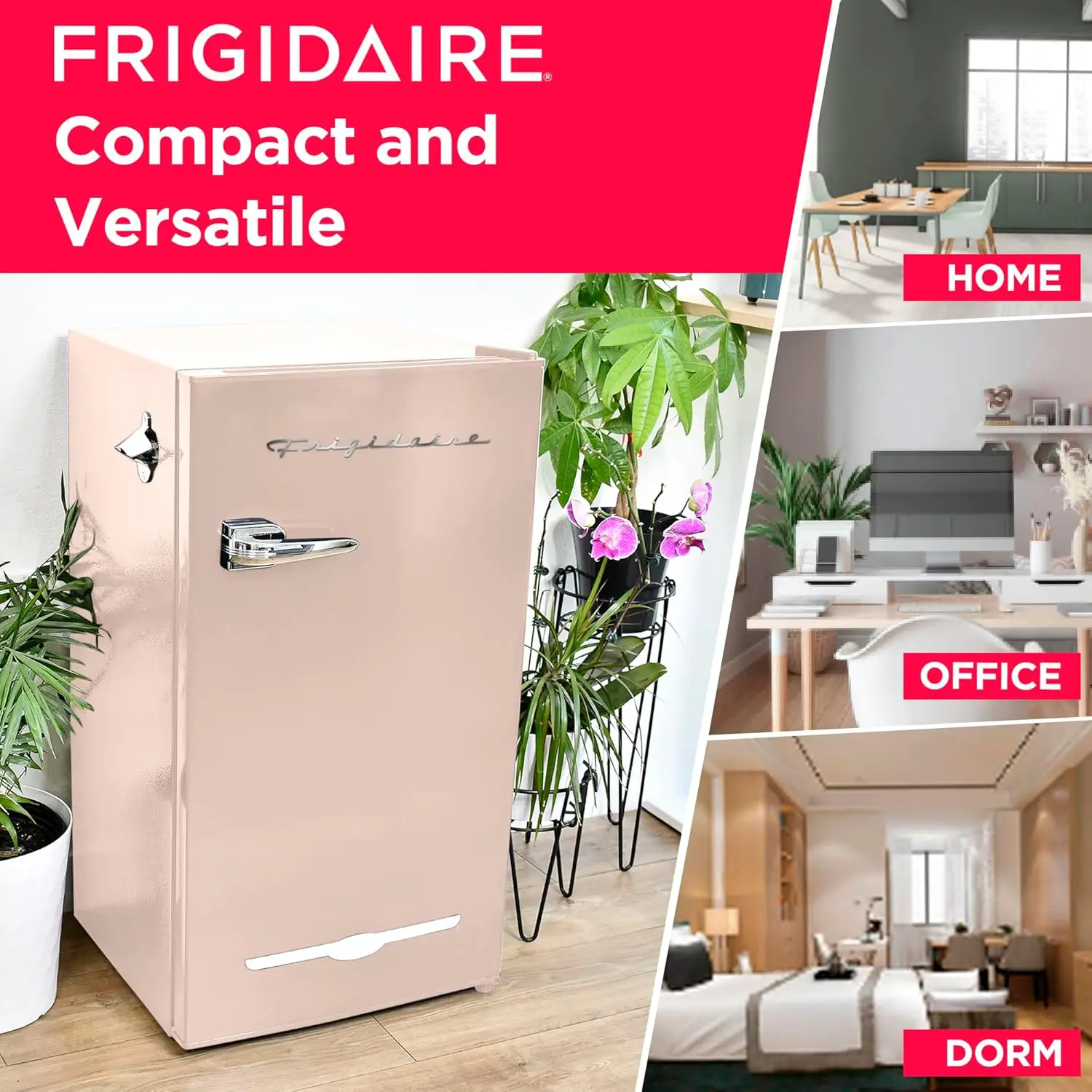 Retro Compact Fridge with Chiller, 3.2 cu ft Countertop Fridge with Built-In Bottle Opener, Compact Refrigerator for Office, Bed