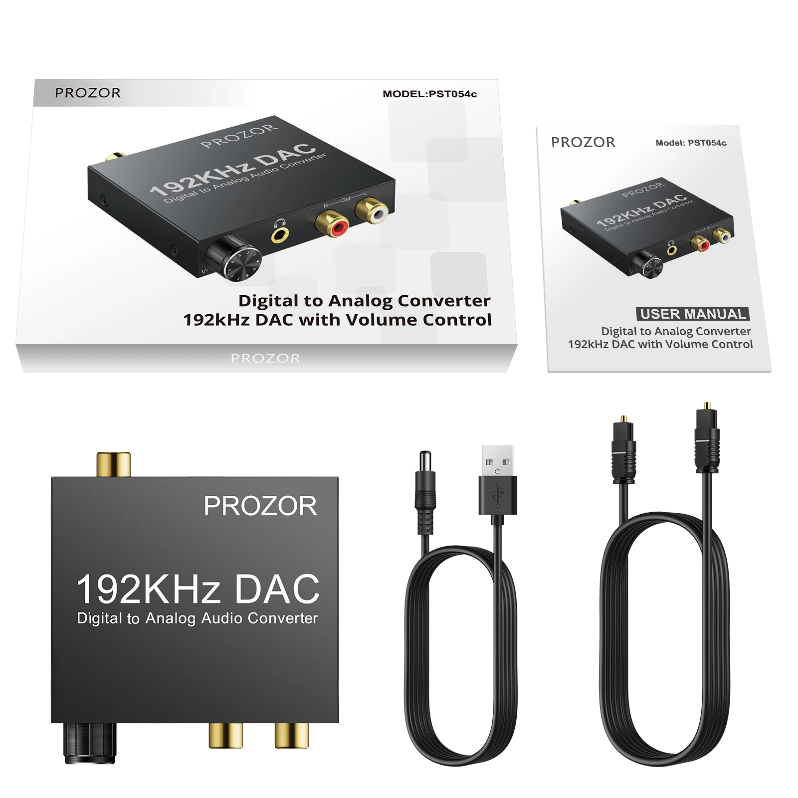 192KHz Digital to Analog Audio Converter Volume Adjustable Digital DAC Optical to RCA 3.5mm Jack Converter With USB Cable PROZOR audio adapter audio converter adapter audio converter audio decoder audio converter amplifier