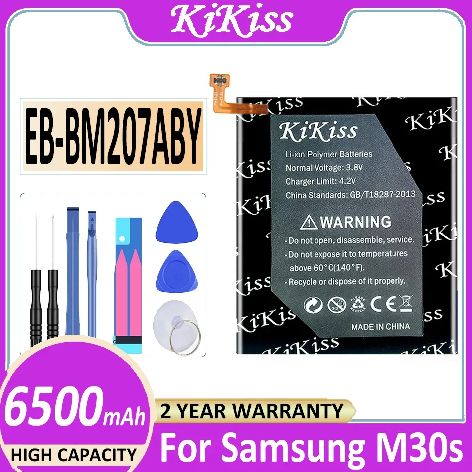 

Original KiKiss Battery EB-BM207ABY 6500mAh For SAMSUNG Galaxy M30s SM-M3070 M3070 M21 M31 M215 EB BM207ABY Bateria