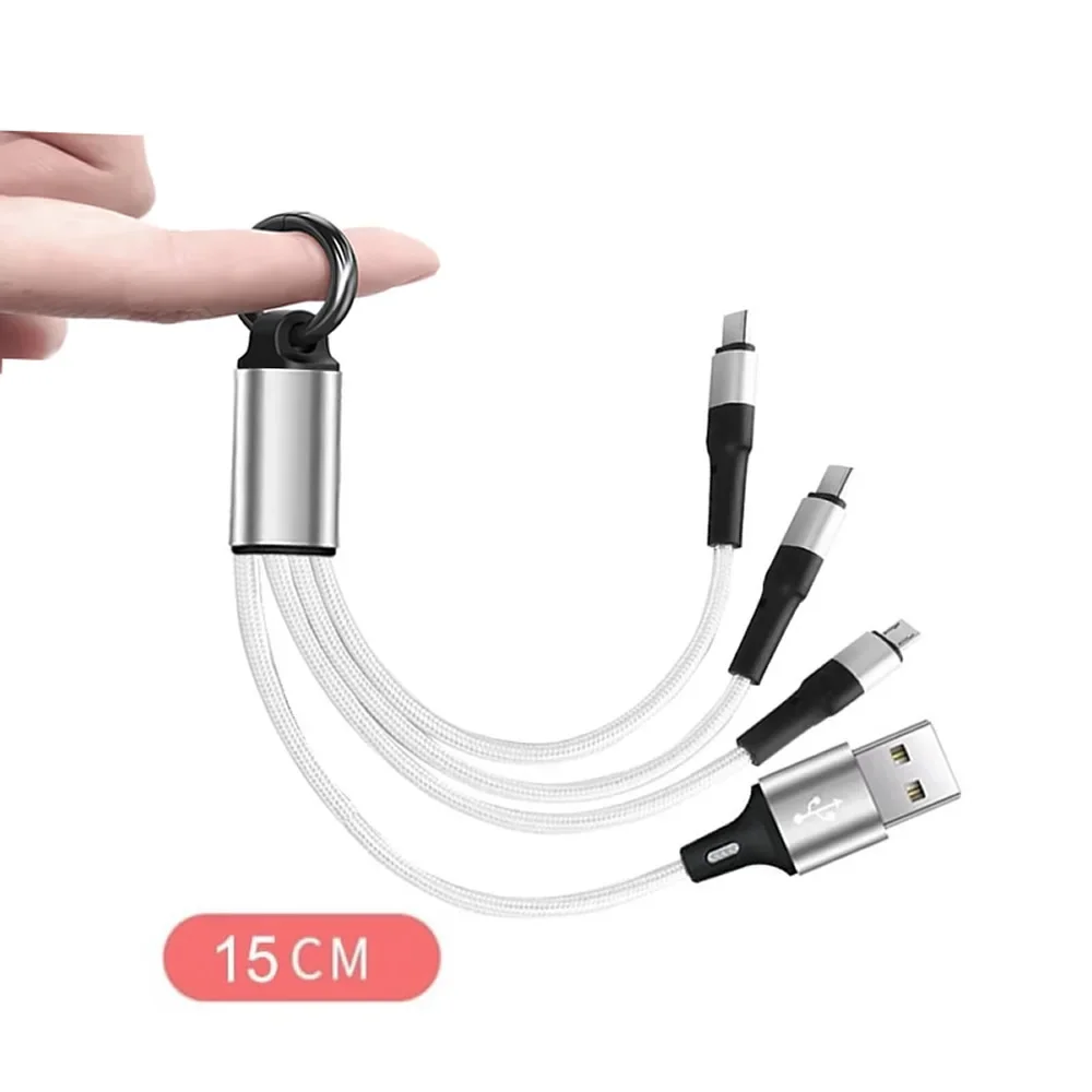 Compact USB Multi Charging Keychain: 3-in-1 Charger Cord