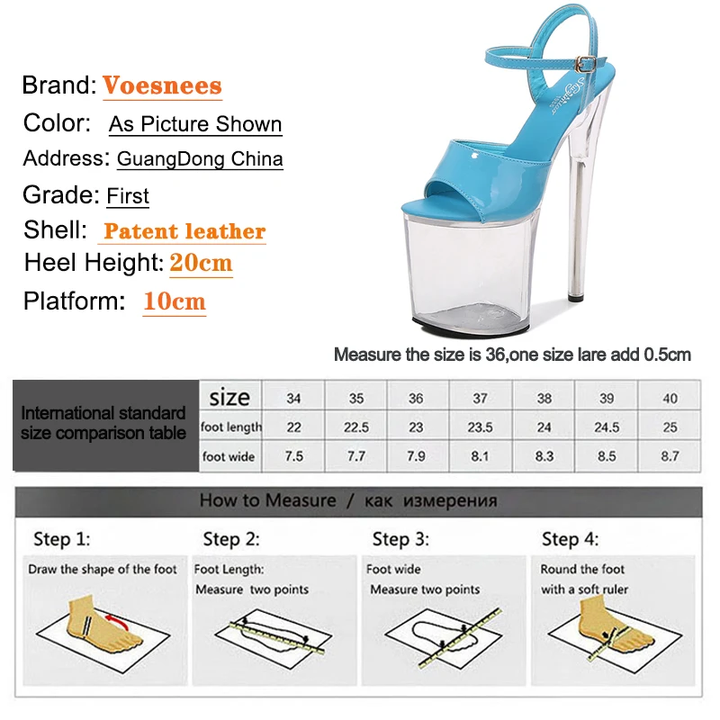 20cm/ 8inches PU Upper Sexy High Heel Sandals Pole Dance Shoes Transparent Crystal Platform Wedding Shoe Fish Mouth Heels Women