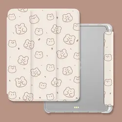 Cartoon Cute Bear Pencil Slot Tablet Case for Air 4th 5th 10.9 (STPUDM - TD8468)