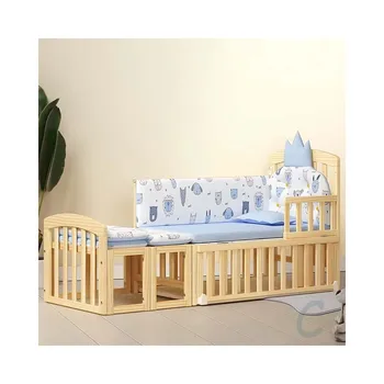 Baby Cot Solid Wood Multi-functional Crib with Closet Storage Kid Bed Convertible Wooden Modern Multifunctional Pine Wood Cribs 1