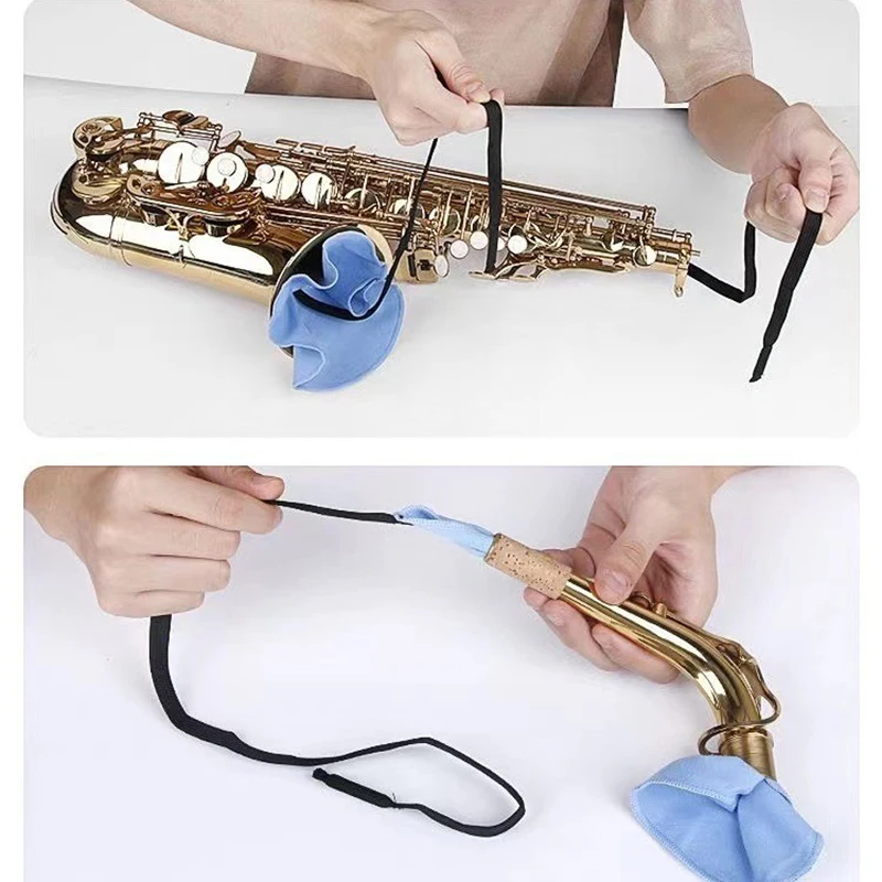 Outdoor Saxophone Cleaning Rag Cloth For Alto Tenor Sax Wind Woodwind Instrument Cleaning Care Tool 2Pcs Set