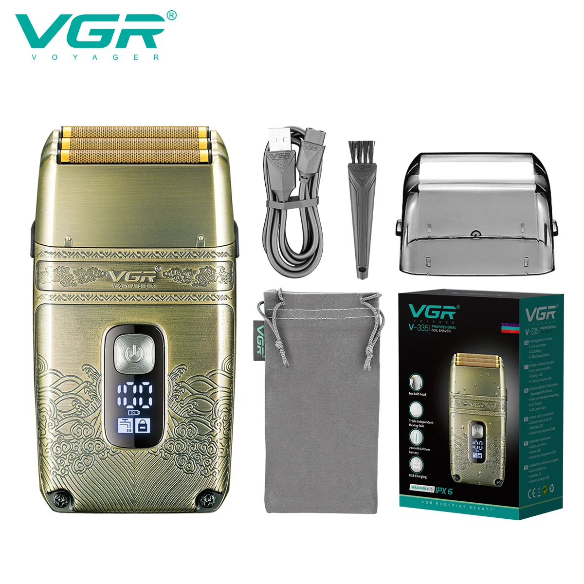 VGR Haar Elektrorasierer Rasierer Wasserdicht Trimmer Barber Bart Schneiden Rasieren hine Für Männer V-335_voghion.com