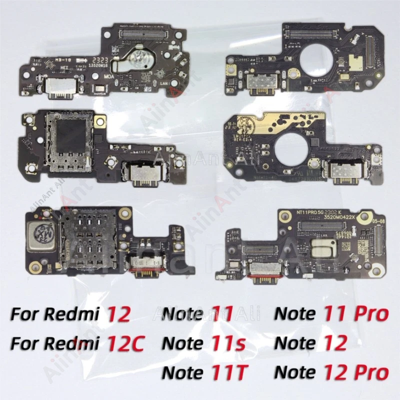 

For Xiaomi Redmi Note 11 11E 11R 11T 11s 12C 12 Pro Plus Dock USB Sub Charger Connector Mic Board Charging Port Flex Cable