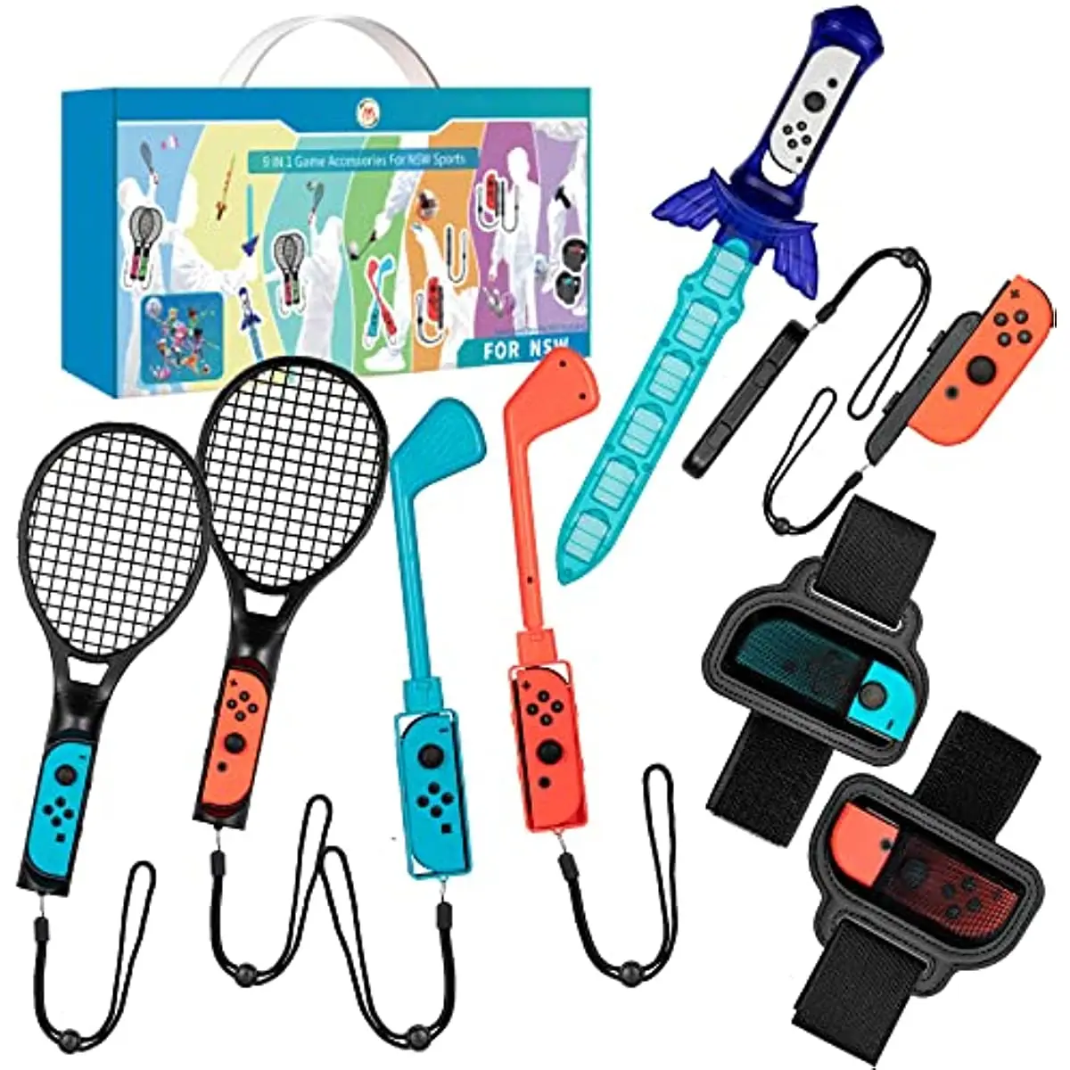 Switch Accessories Bundle Compatible with Nintend Switch/Switch OLED for Nintend Switch Sports Games with Leg Straps