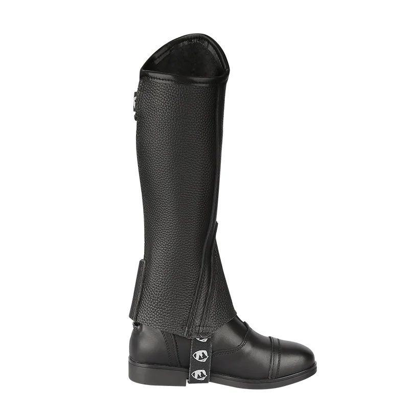 Cavpassion-Cowhide Leather Child Chaps, Leg Protector, Calf Chaps, Black Half Five Stars