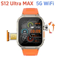 S12 울트라 맥스 스마트워치 5G LTE 안드로이드 12.0 2.29인치 AMOLED 디스플레이 스마트워치 (190) °   회전식 카메라 SIM 카드 슬롯 GPS 5G WIFI