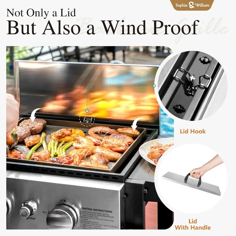 Sophia & William 2-Burner Gas BBQ Grill With Flat Top 4