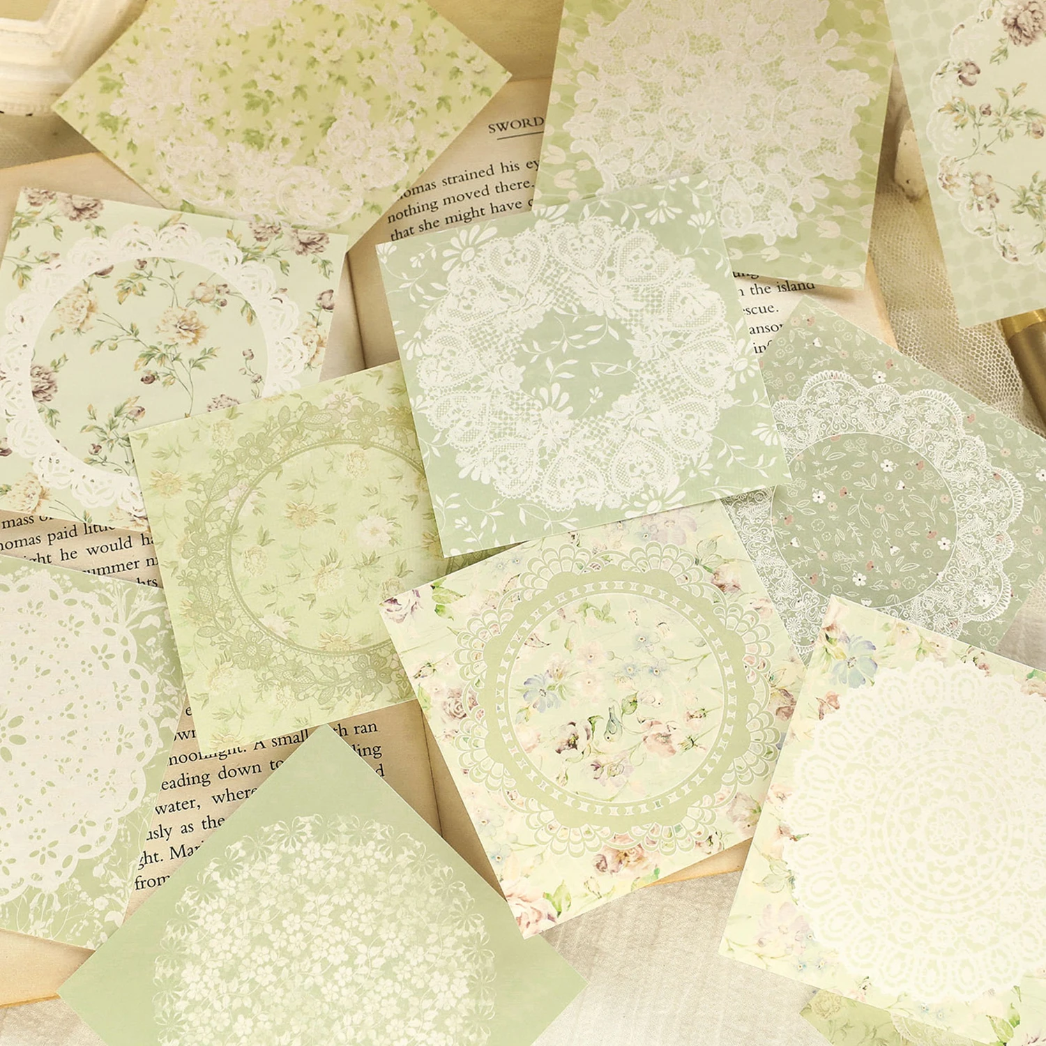 Vintage Lace Scrapbook Paper Materials Non-sticky Collage Paper for Journals Notebooks DIY Crafts Creative Aesthetics Stationery 4