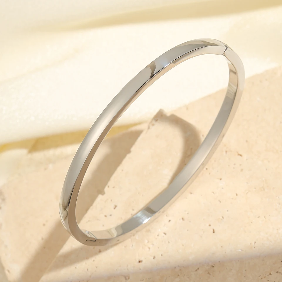 Elegant Stainless Steel Women's Bracelet - Simple, Smooth, and Rust-Proof Jewelry Gift