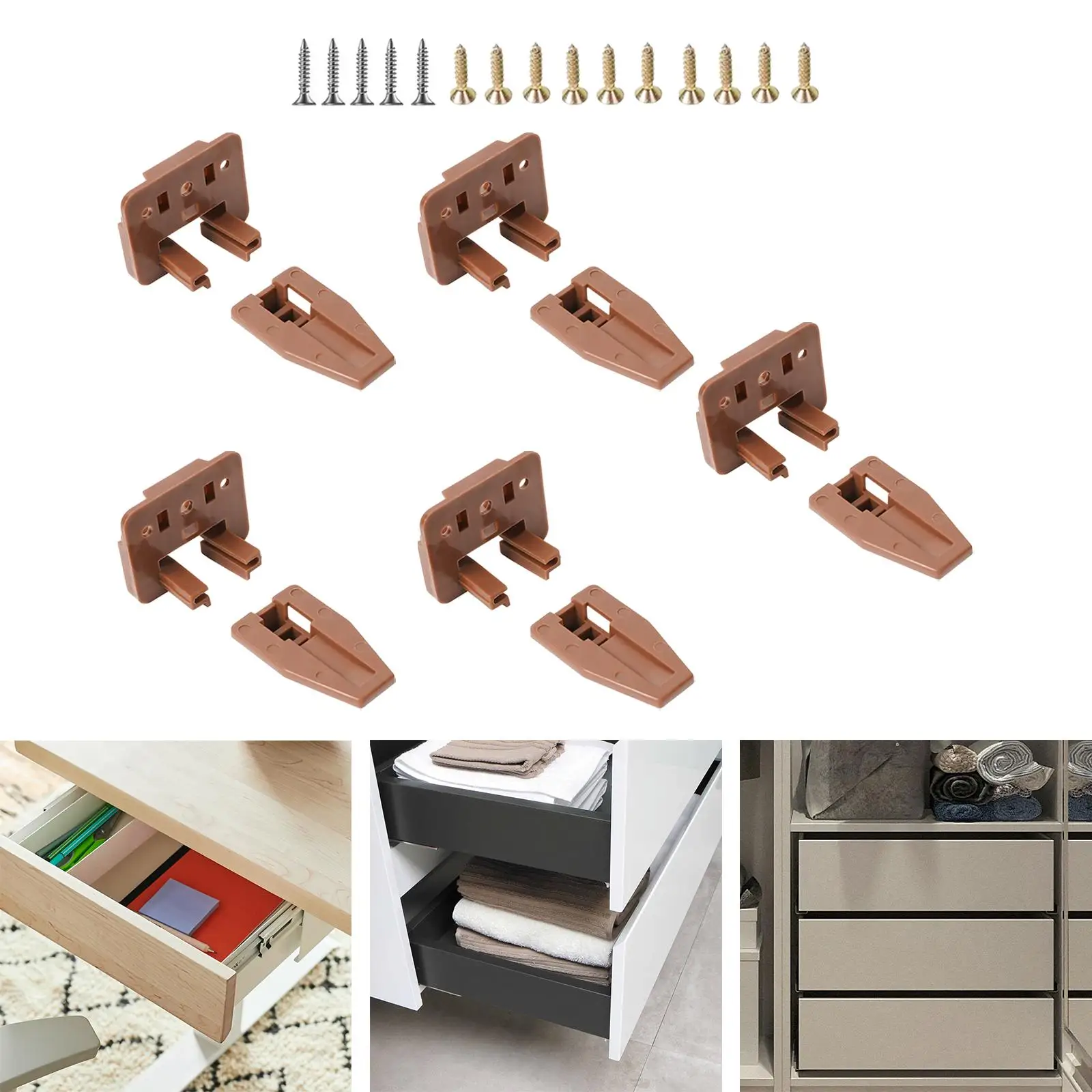 5Pcs Drawer Slides Track Guide for Most Furniture Drawer Center Mount Drawer