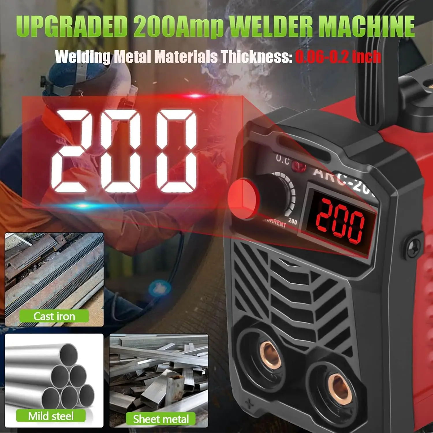 200Amp 20PCS Rods Stick Welder, Super MINI Portable Welding Machine, IGBT Inverter Welder Machine 110V with Hot Start Arc Force